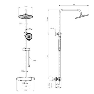 Душевая стойка Wonzon & Woghand Capsule WW-B3031-A-MB с термостатом чёрный матовый